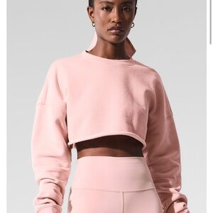 ALO Yoga Blush Pink Cropped Sweatshirt